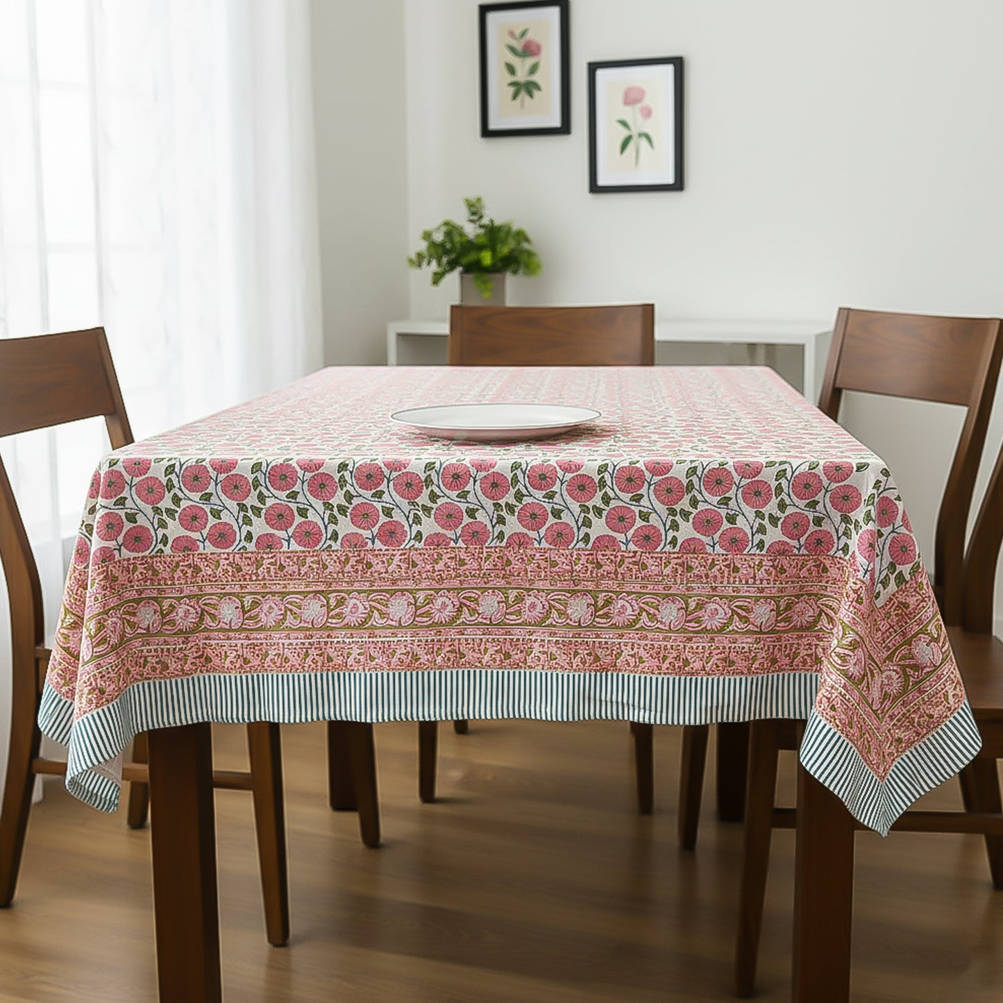 Block Print Tablecloth, 100% Cotton Table Cover, Artistic Dining Room Decor, Handmade Table Linen
