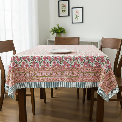 Block Print Tablecloth, 100% Cotton Table Cover, Artistic Dining Room Decor, Handmade Table Linen