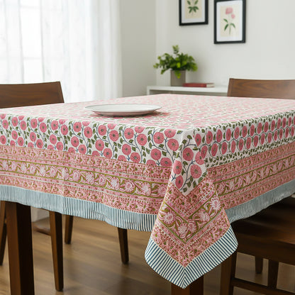 Block Print Tablecloth, 100% Cotton Table Cover, Artistic Dining Room Decor, Handmade Table Linen