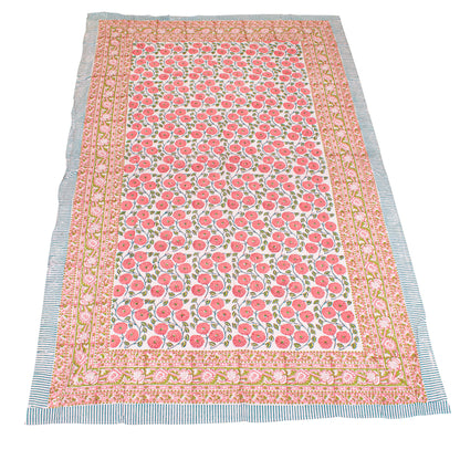 Block Print Tablecloth, 100% Cotton Table Cover, Artistic Dining Room Decor, Handmade Table Linen