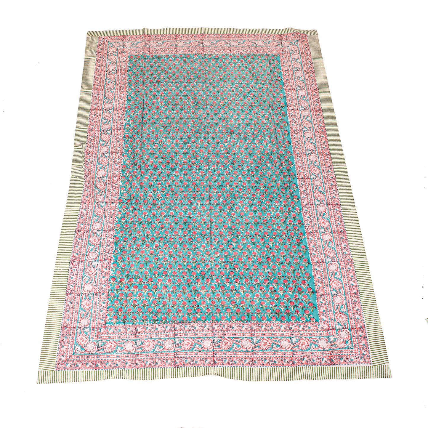 Floral Block Print Tablecloth, Cotton Dining Table Cover, Bohemian Home Decor, Handmade Kitchen Table Linen