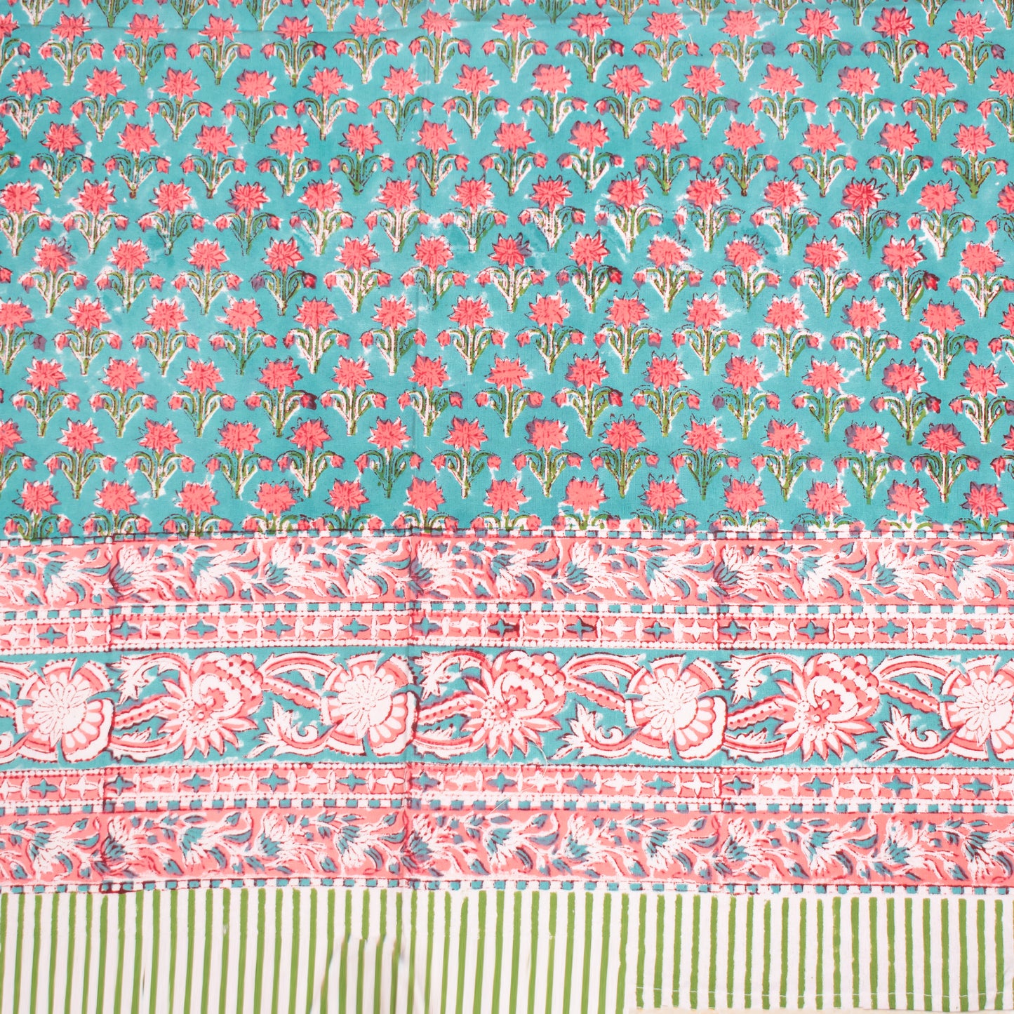 Floral Block Print Tablecloth, Cotton Dining Table Cover, Bohemian Home Decor, Handmade Kitchen Table Linen