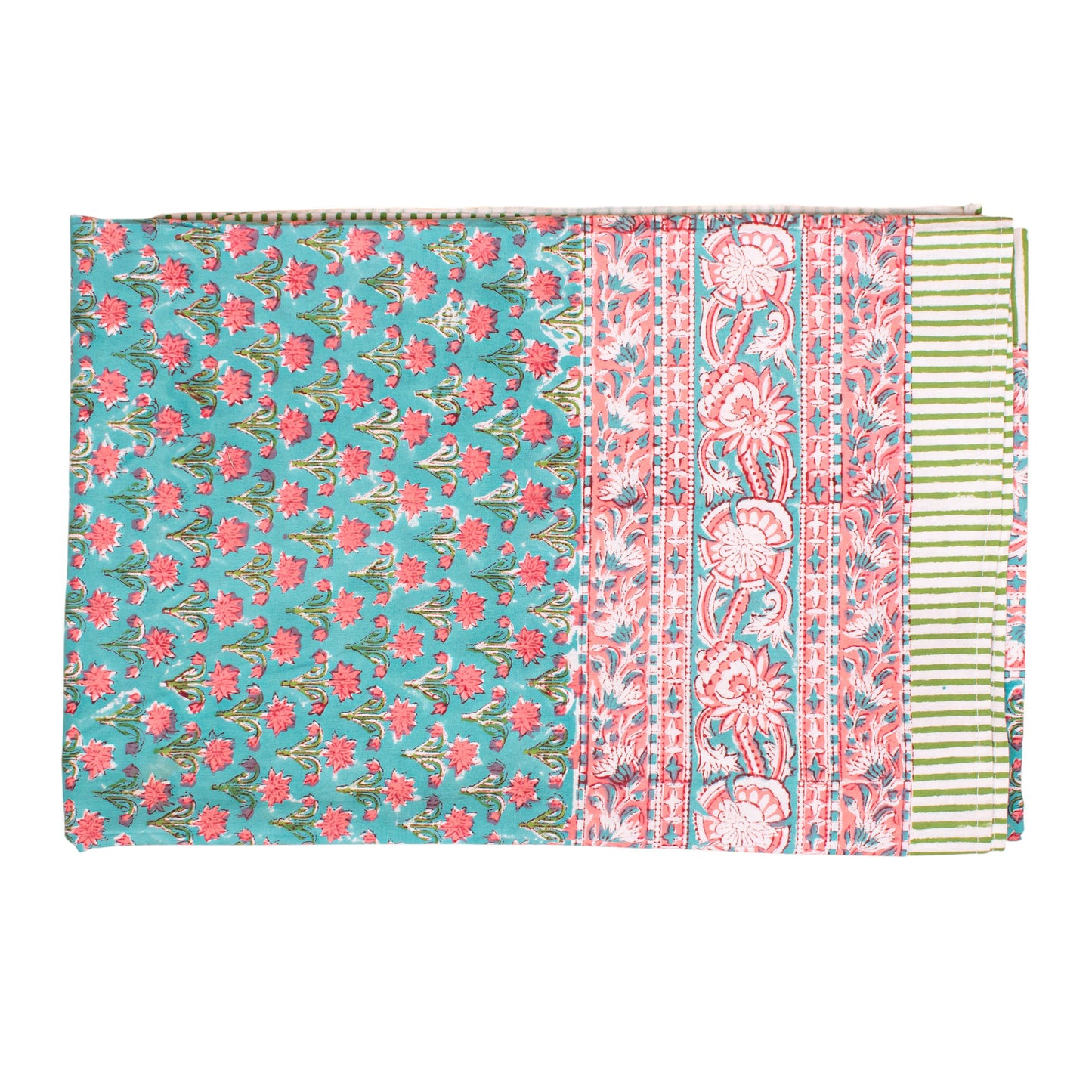 Floral Block Print Tablecloth, Cotton Dining Table Cover, Bohemian Home Decor, Handmade Kitchen Table Linen