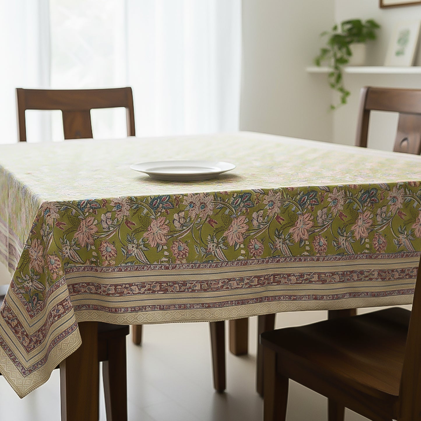 Paisley Block Print Cotton Tablecloth, Rustic Farmhouse Dining Table Cover, Boho Chic Home Linen, Handmade Textile