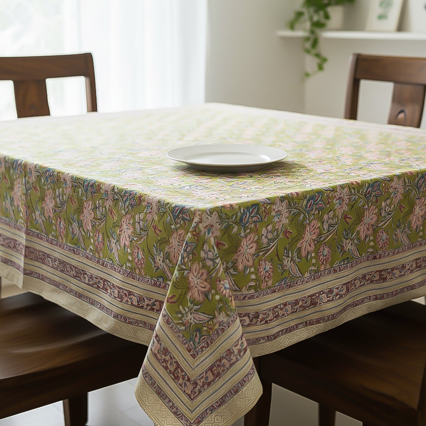 Paisley Block Print Cotton Tablecloth, Rustic Farmhouse Dining Table Cover, Boho Chic Home Linen, Handmade Textile