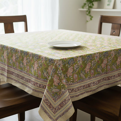 Paisley Block Print Cotton Tablecloth, Rustic Farmhouse Dining Table Cover, Boho Chic Home Linen, Handmade Textile