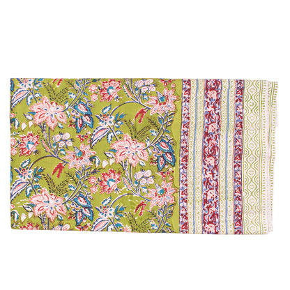 Paisley Block Print Cotton Tablecloth, Rustic Farmhouse Dining Table Cover, Boho Chic Home Linen, Handmade Textile