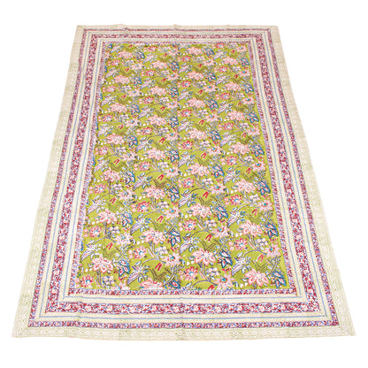 Paisley Block Print Cotton Tablecloth, Rustic Farmhouse Dining Table Cover, Boho Chic Home Linen, Handmade Textile