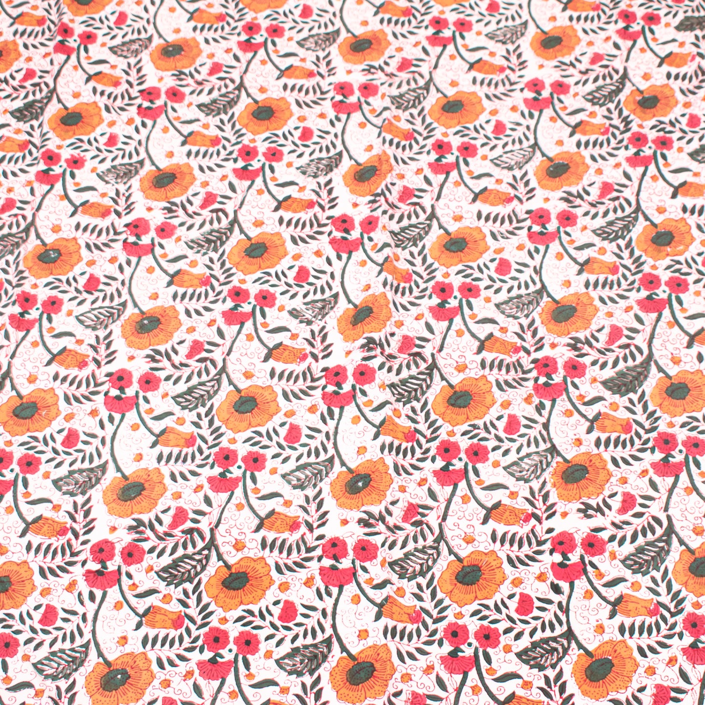 Cotton Tablecloth Block Print, Floral Hand Printed Table Cover, Eco-Friendly Dining Room Textile