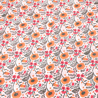 Cotton Tablecloth Block Print, Floral Hand Printed Table Cover, Eco-Friendly Dining Room Textile