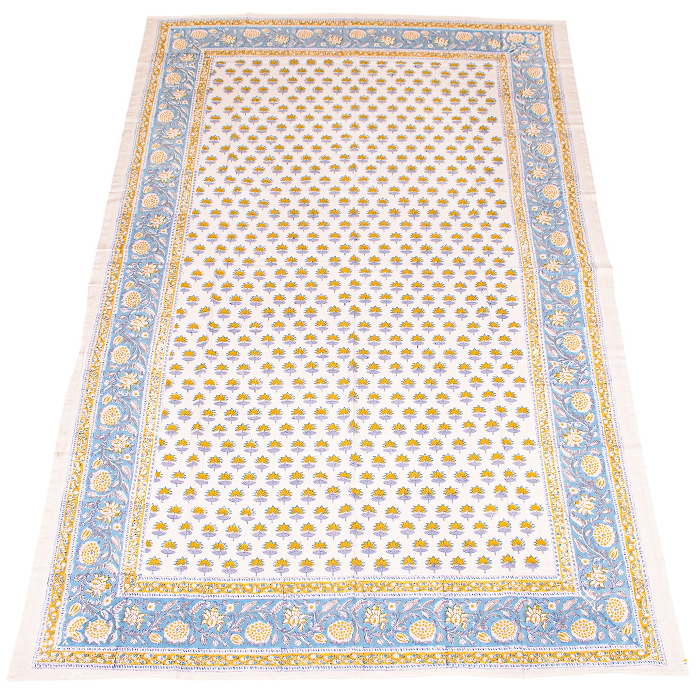 Block Print Cotton Tablecloth Rectangle, Handmade Floral Table Cover, Boho Chic Dining Decor, Soft Cotton Table Linen