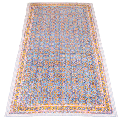 Hand Block Print Cotton Tablecloth, Boho Floral Table Cover, Handmade Dining Room Decor