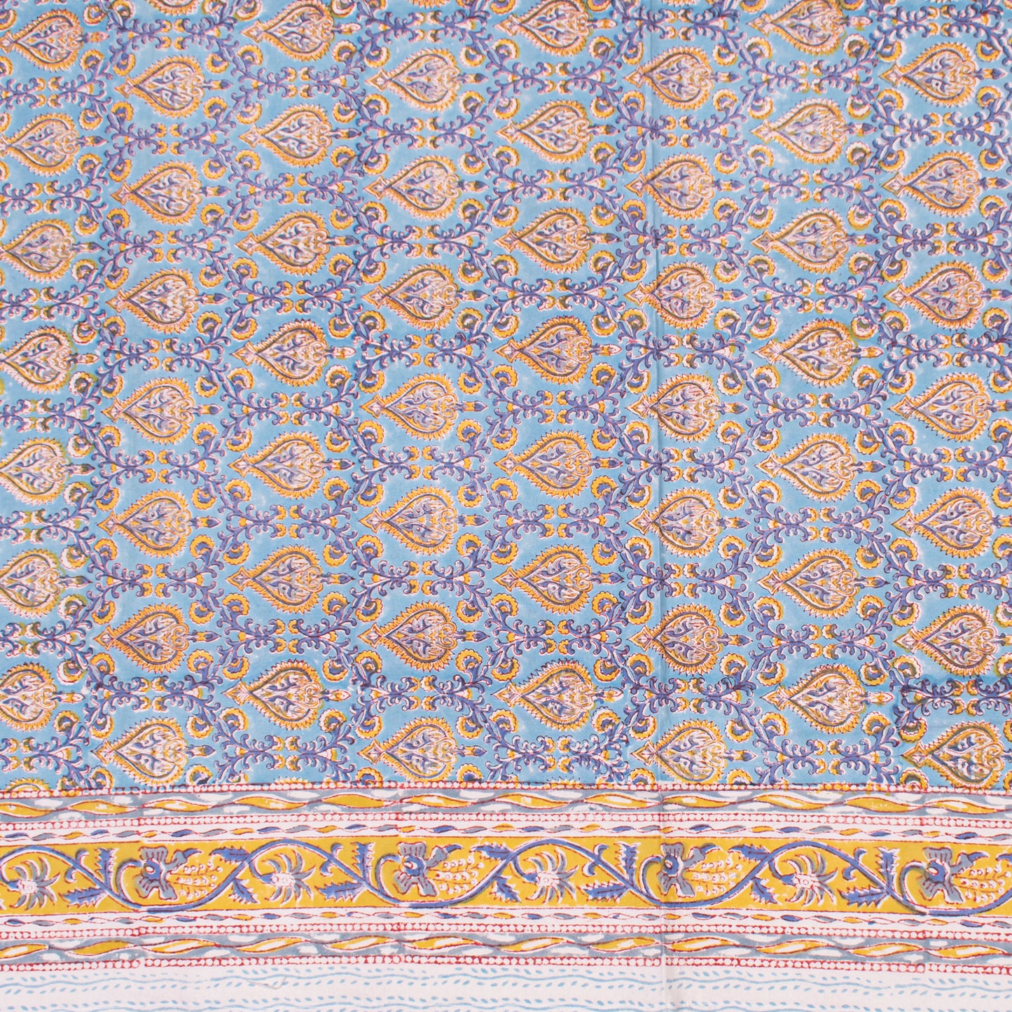 Hand Block Print Cotton Tablecloth, Boho Floral Table Cover, Handmade Dining Room Decor