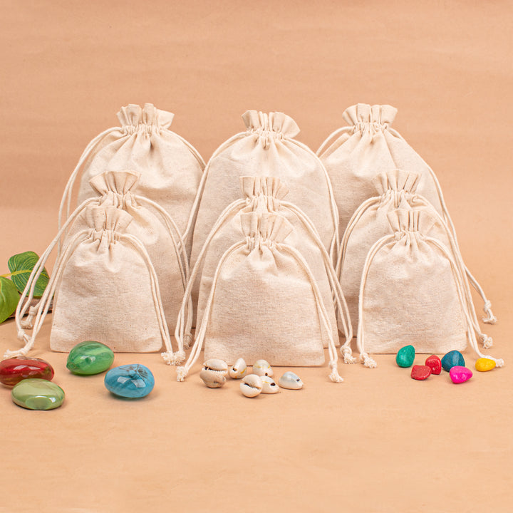 Pack of 50 – Cotton Drawstring Pouch | Jewelry &amp; Gift Packaging Bag