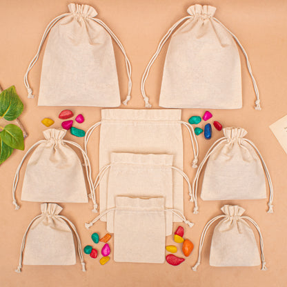 Pack of 40 Cotton Small Jewelry Pouches, Lightweight Drawstring Jewelry Bag with Logo, Cotton Small Gift Bags