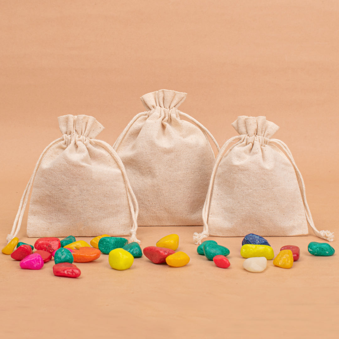 Pack of 25 – Cotton Drawstring Pouch | Jewelry &amp; Gift Packaging Bag