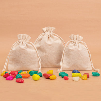 Pack of 25 pcs - Small Jewelry Packaging Pouch, Organic Cotton Pouch with Logo, Cute Drawstring Pouch, Organic Cotton Fabric Bags