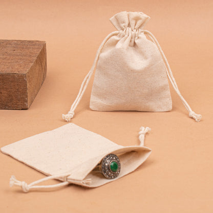 Pack of 10 pcs - Eco Friendly Pouch with Logo, 100% Pure Cotton Pouch For Jewelry Packaging, Custom Jewelry Pouch