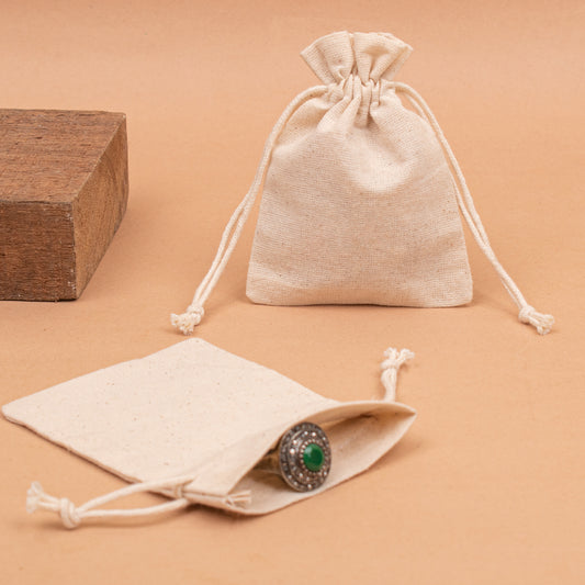 Pack of 10 pcs - Eco Friendly Pouch with Logo, 100% Pure Cotton Pouch For Jewelry Packaging, Custom Jewelry Pouch