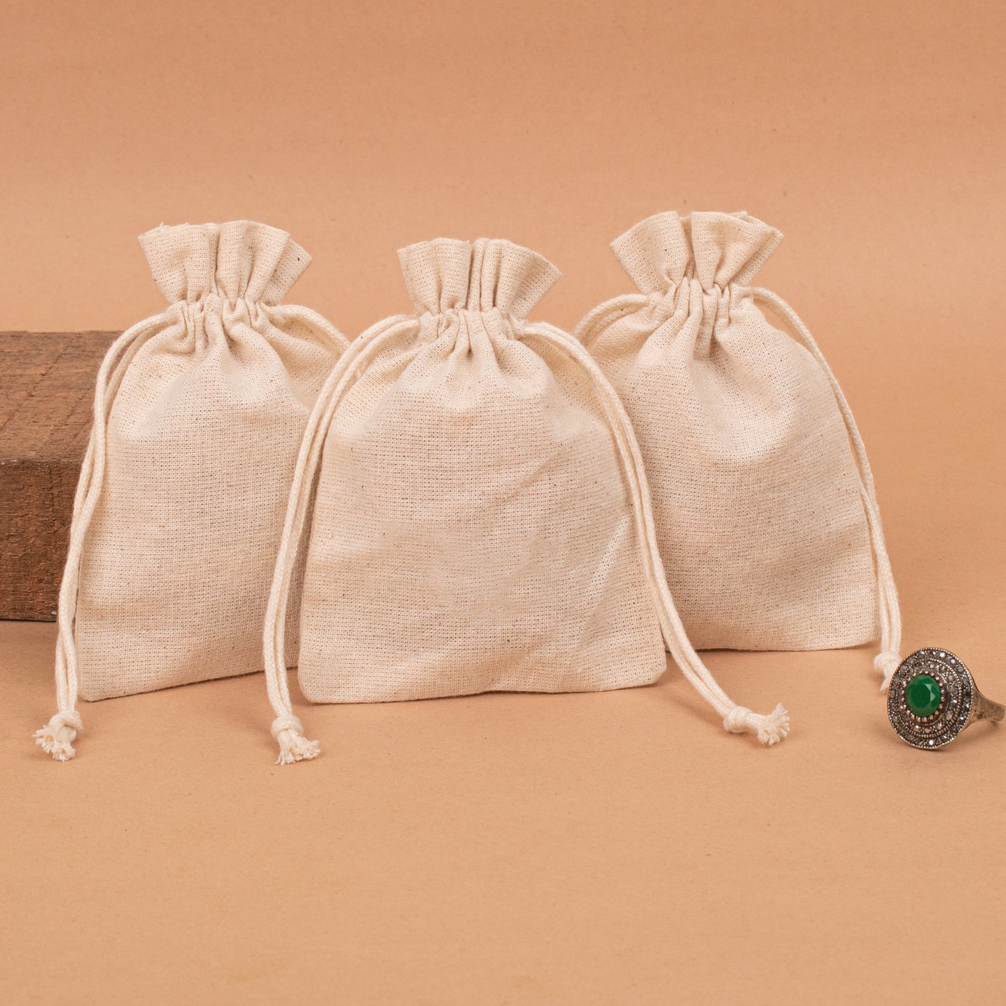 Pack of 10 pcs - Eco Friendly Pouch with Logo, 100% Pure Cotton Pouch For Jewelry Packaging, Custom Jewelry Pouch