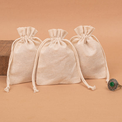 Pack of 10 pcs - Eco Friendly Pouch with Logo, 100% Pure Cotton Pouch For Jewelry Packaging, Custom Jewelry Pouch