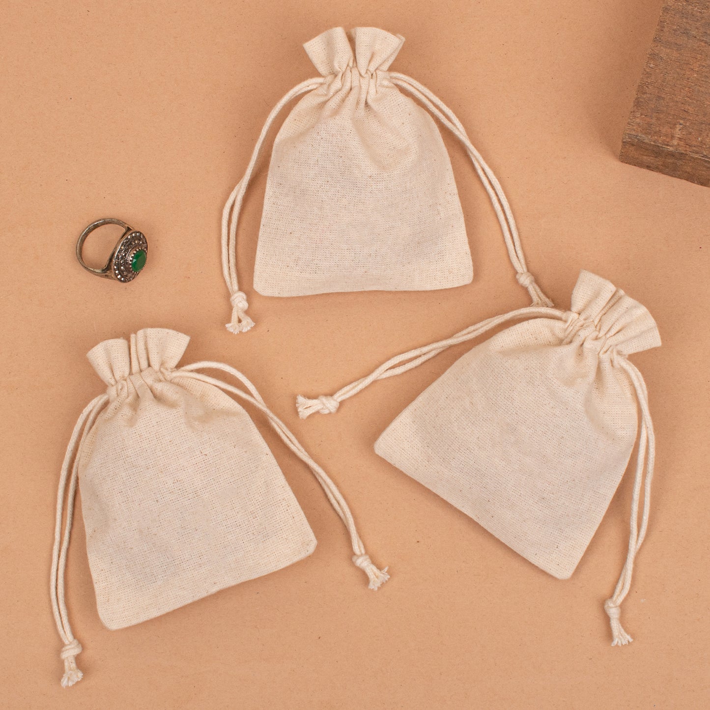 Pack of 10 pcs - Eco Friendly Pouch with Logo, 100% Pure Cotton Pouch For Jewelry Packaging, Custom Jewelry Pouch