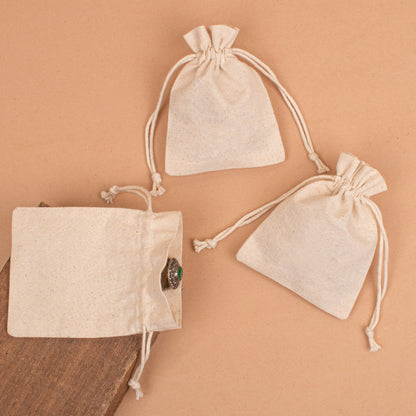 Pack of 10 pcs - Eco Friendly Pouch with Logo, 100% Pure Cotton Pouch For Jewelry Packaging, Custom Jewelry Pouch
