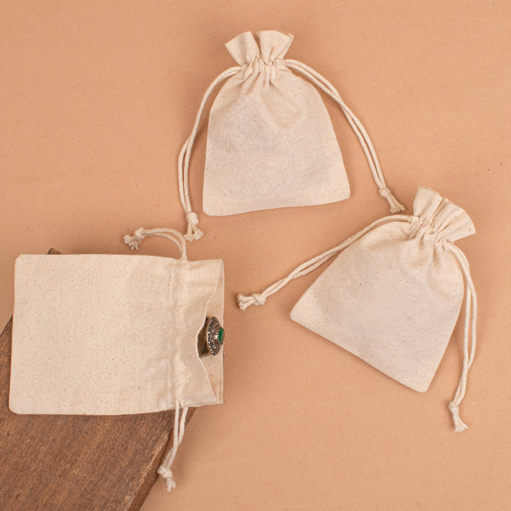 Pack of 10 – Cotton Drawstring Pouch | Jewelry &amp; Gift Packaging Bag