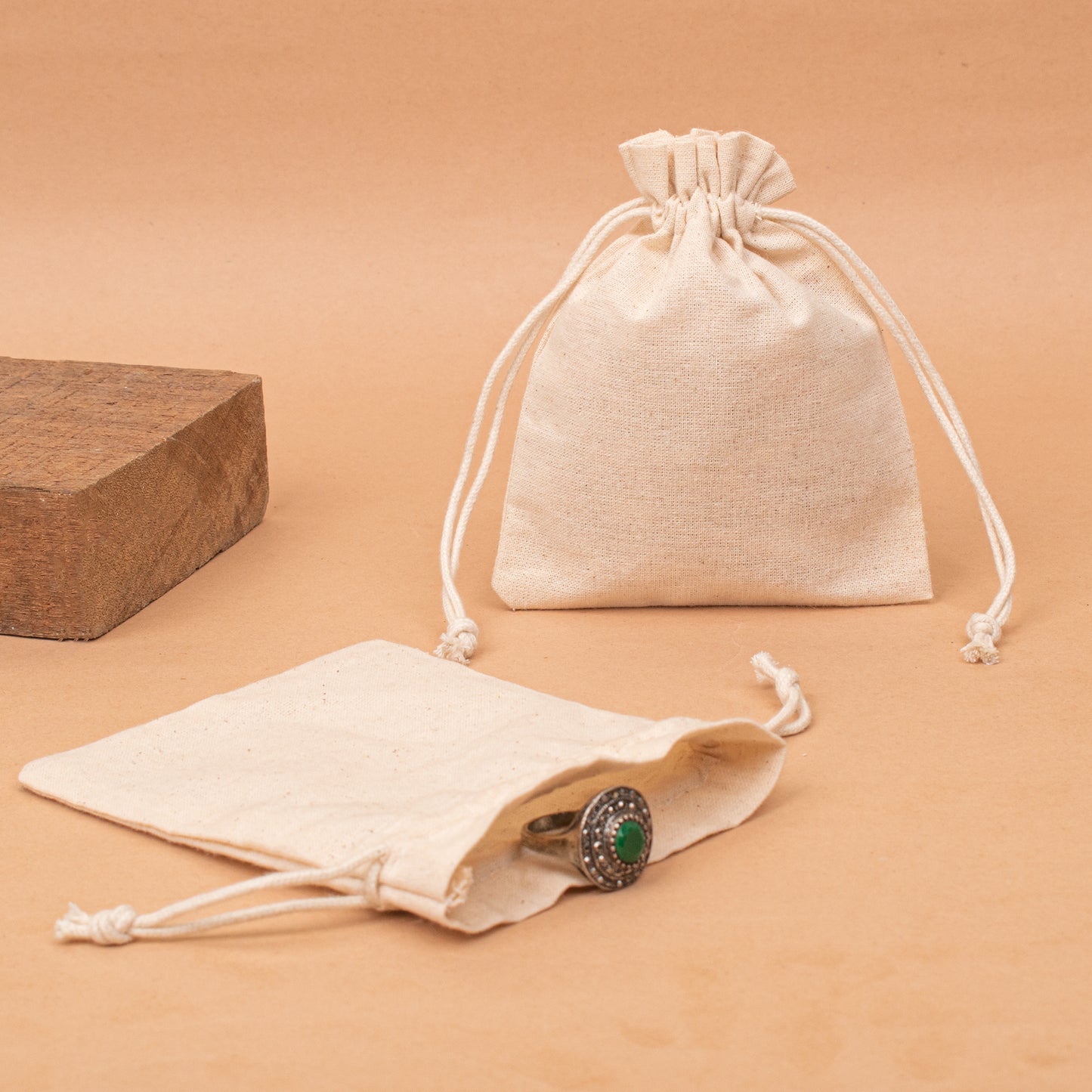 Pack of 20 pcs - Natural Cotton Pouches, Personalized Drawstring Jewelry Bag with Logo, Organic Small Fabric Bags