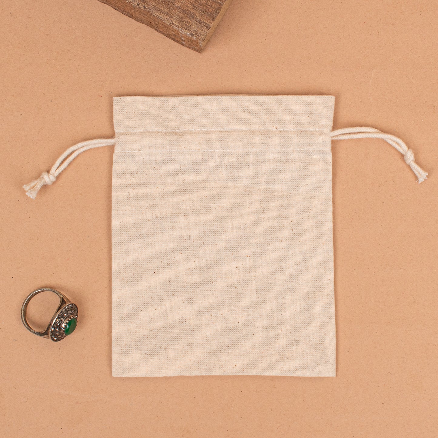 Pack of 20 pcs - Natural Cotton Pouches, Personalized Drawstring Jewelry Bag with Logo, Organic Small Fabric Bags