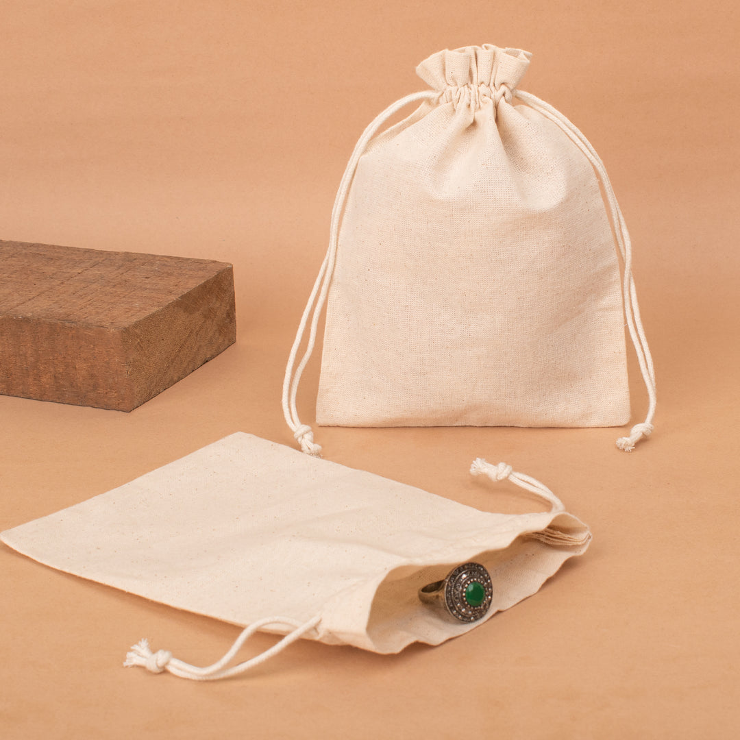 Pack of 25 – Cotton Drawstring Pouch | Jewelry &amp; Gift Packaging Bag