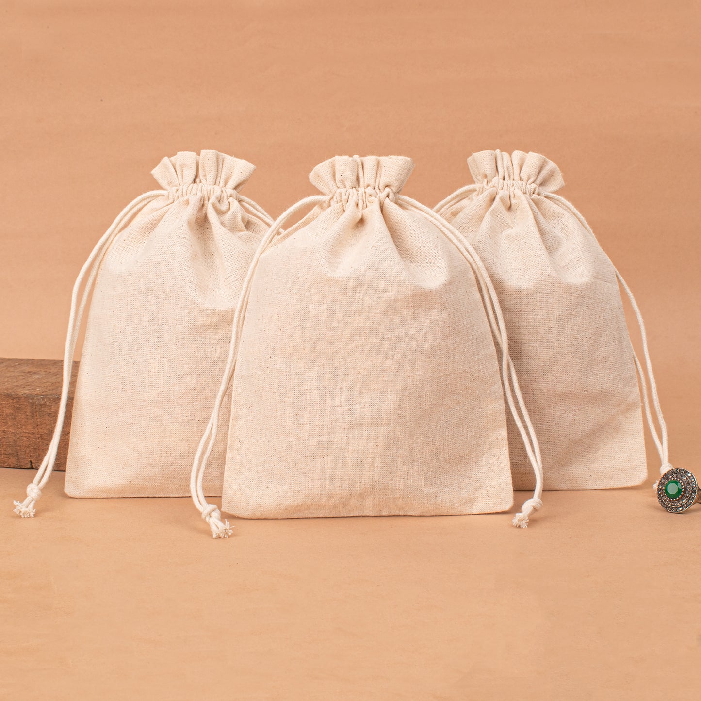 Pack of 25 pcs - Small Jewelry Packaging Pouch, Organic Cotton Pouch with Logo, Cute Drawstring Pouch, Organic Cotton Fabric Bags