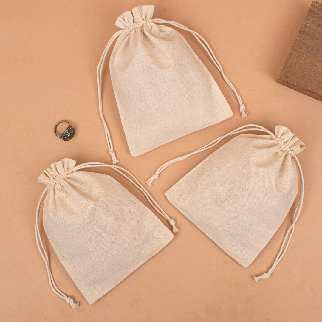 Pack of 25 – Cotton Drawstring Pouch | Jewelry &amp; Gift Packaging Bag