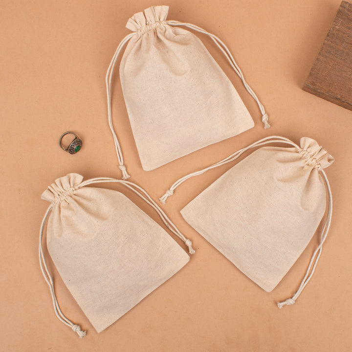 Pack of 25 – Cotton Drawstring Pouch | Jewelry &amp; Gift Packaging Bag