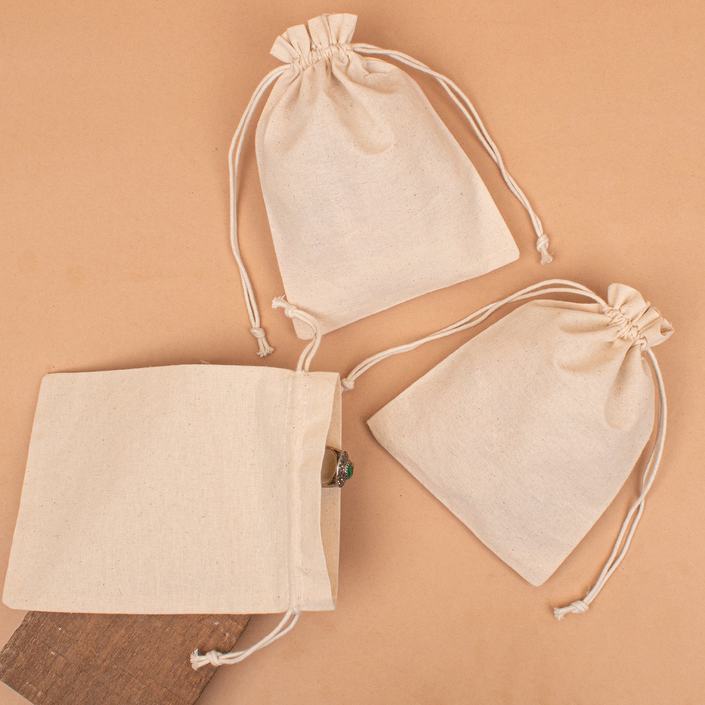 Pack of 25 pcs - Small Jewelry Packaging Pouch, Organic Cotton Pouch with Logo, Cute Drawstring Pouch, Organic Cotton Fabric Bags