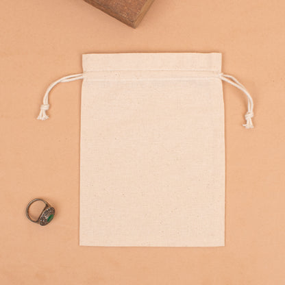 Pack of 25 pcs - Small Jewelry Packaging Pouch, Organic Cotton Pouch with Logo, Cute Drawstring Pouch, Organic Cotton Fabric Bags