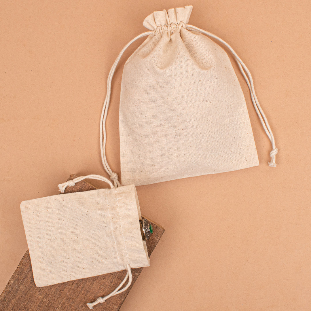 Pack of 30 – Cotton Drawstring Pouch | Jewelry &amp; Gift Packaging Bag