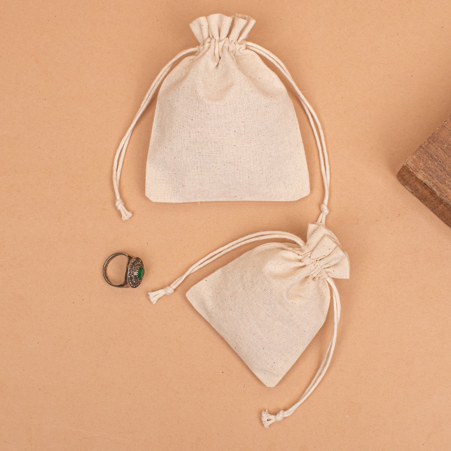 Pack of 40 Cotton Small Jewelry Pouches, Lightweight Drawstring Jewelry Bag with Logo, Cotton Small Gift Bags