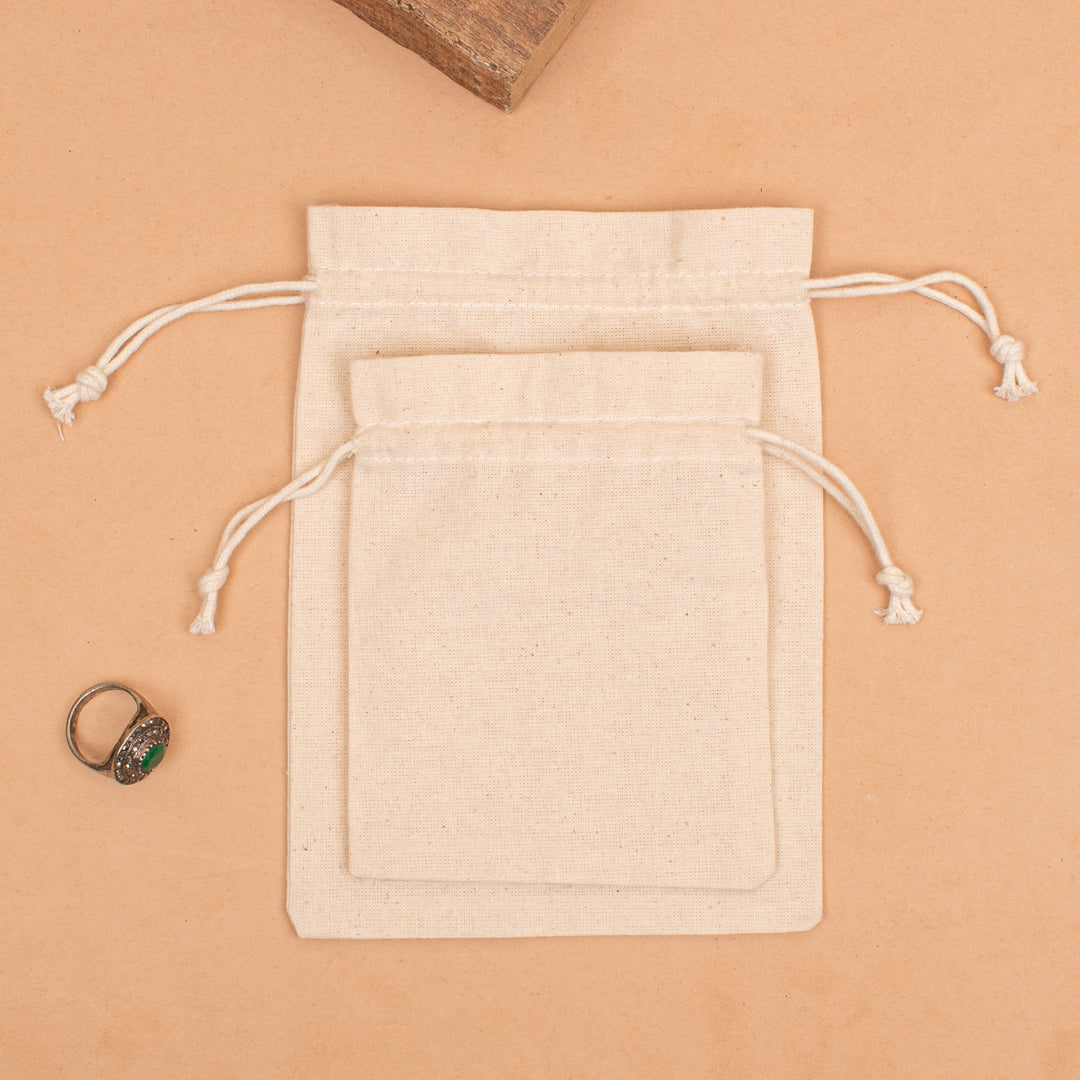 Pack of 50 – Cotton Drawstring Pouch | Jewelry &amp; Gift Packaging Bag