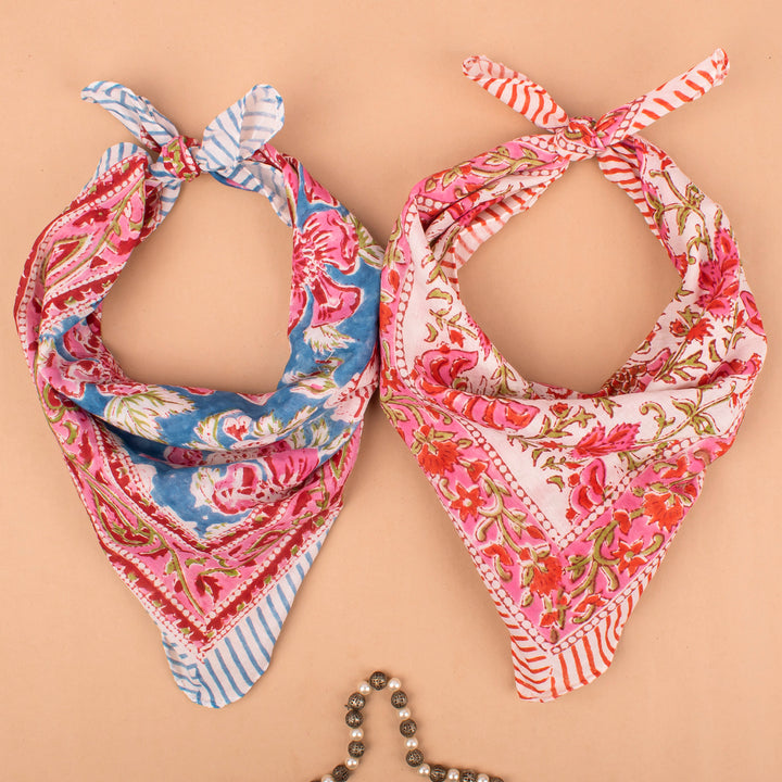 Set of 2 – Floral Cotton Bandanas | Head Scarf &amp; Hair Wrap