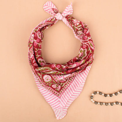 Ethnic Hand Block Printed Bandana, Cotton Headwrap For Men, Women, Kids & Pets, Vintage Style Boho Neck Scarf & Wrist Accessory