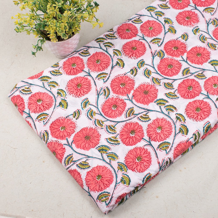 Cotton Flower Pattern Gray Fabric