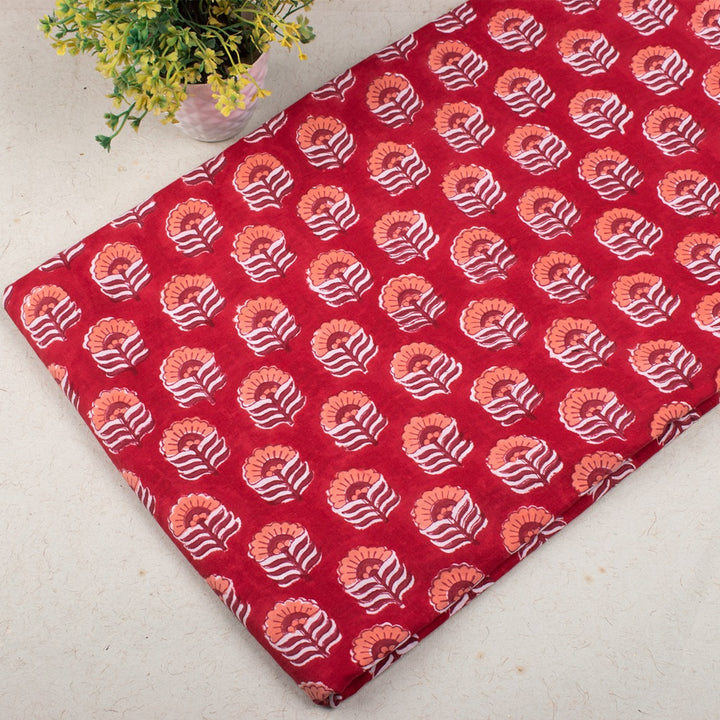 Cotton Multi Floral Red Fabric