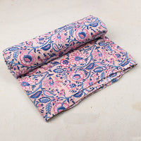 Floral Natural Hand Block Print Fabric