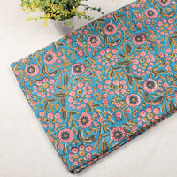 Light Blue Handmade Print Cotton Fabric