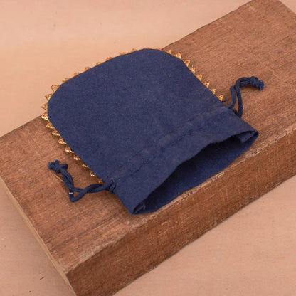 100 Regal Navy Designer Pouch: Trimmed with Shimmering Gold Lace