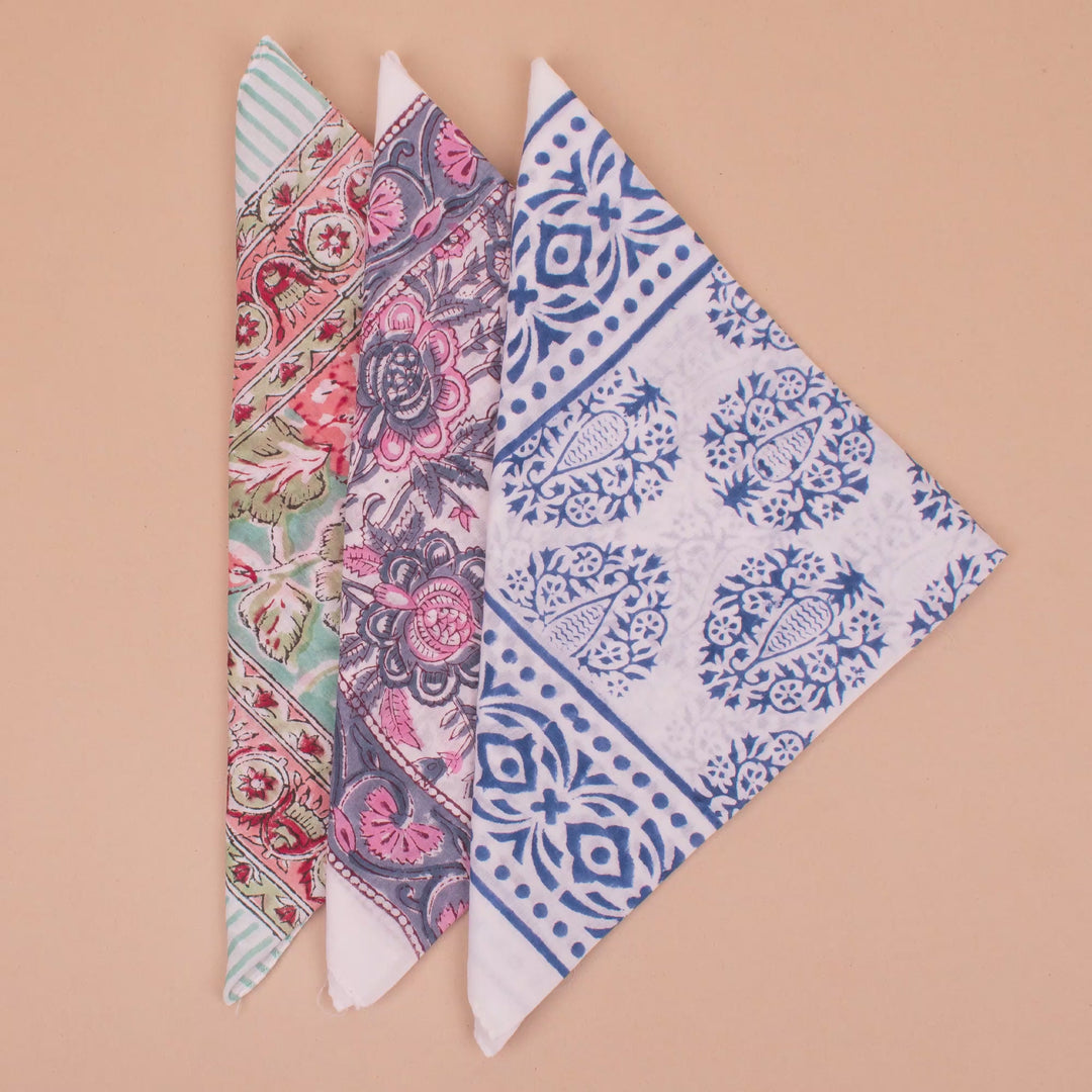Set of 3 – Vintage Cotton Bandanas | Boho Head Scarf &amp; Hair Wrap