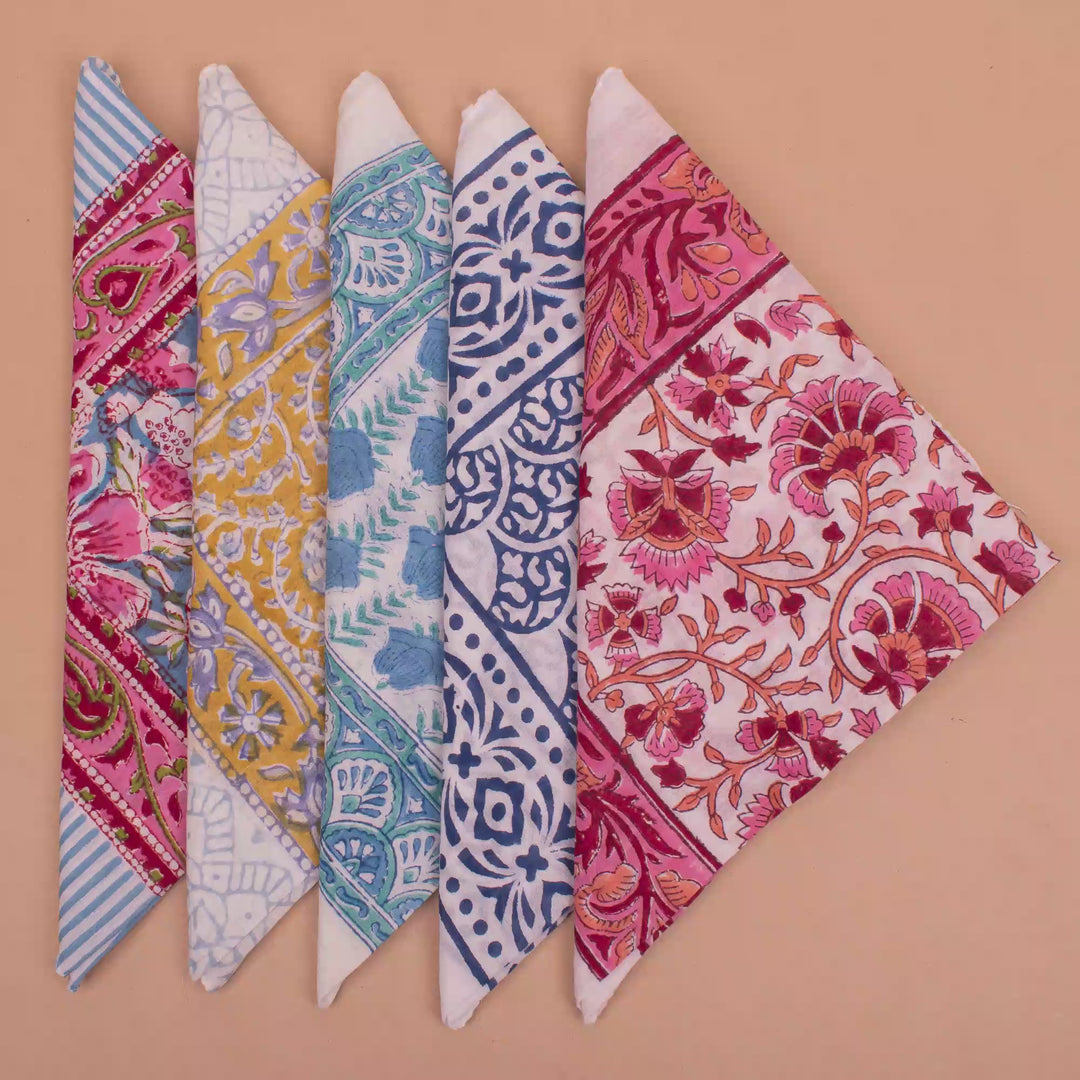 Set of 5 – Cotton Bandanas | Hair Scarf &amp; Neck Wrap