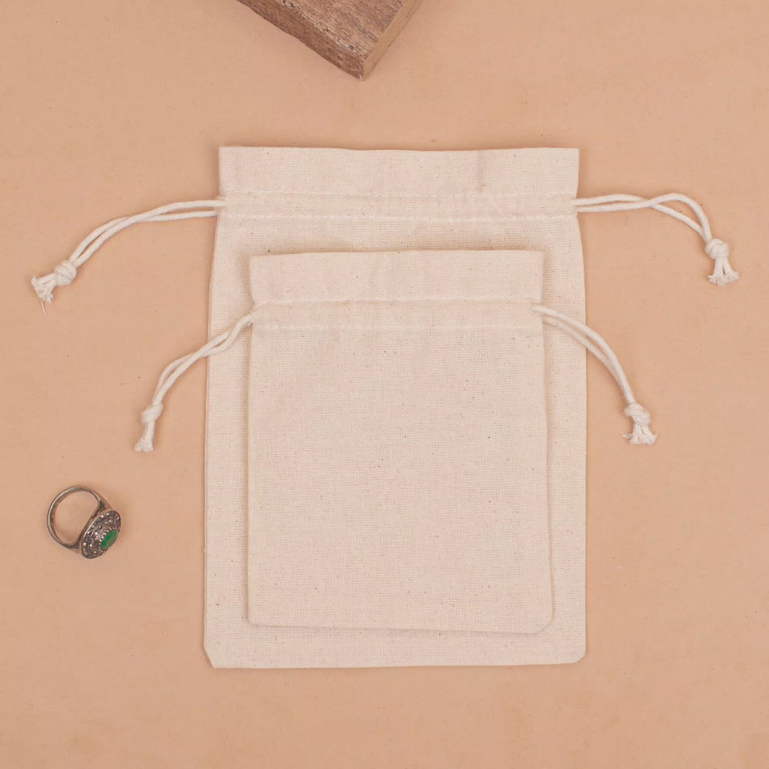 Pack of 50 – Cotton Drawstring Pouch | Jewelry &amp; Gift Packaging Bag