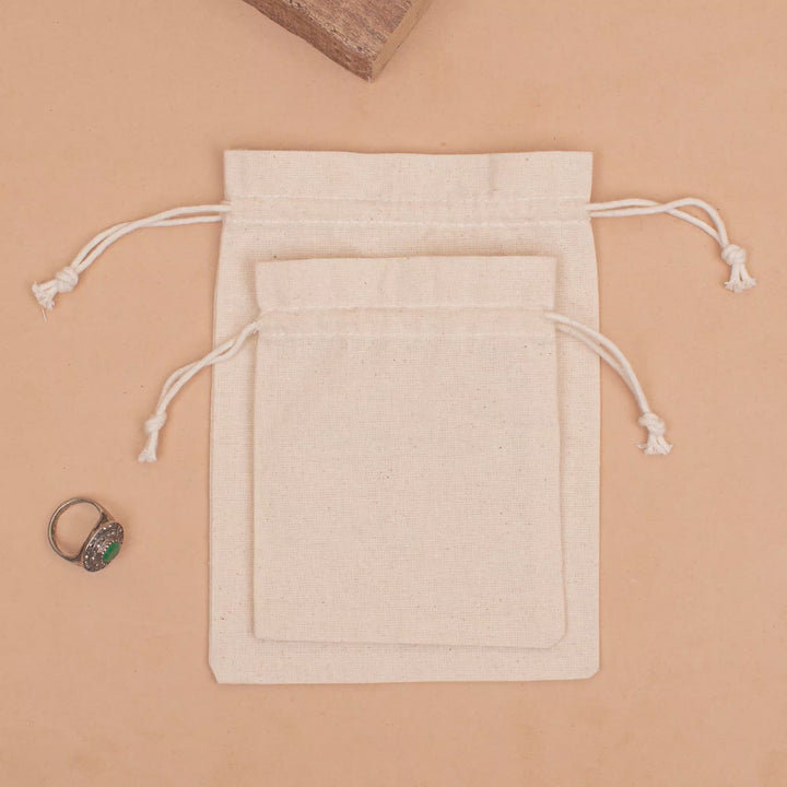 Pack of 50 – Cotton Drawstring Pouch | Jewelry &amp; Gift Packaging Bag